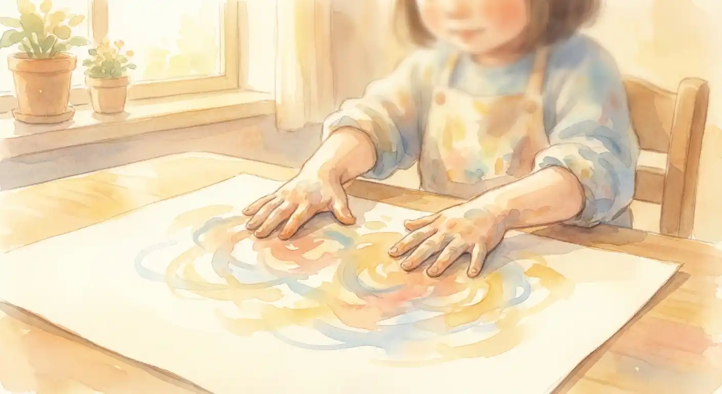 Child finger painting with vibrant washable paints
