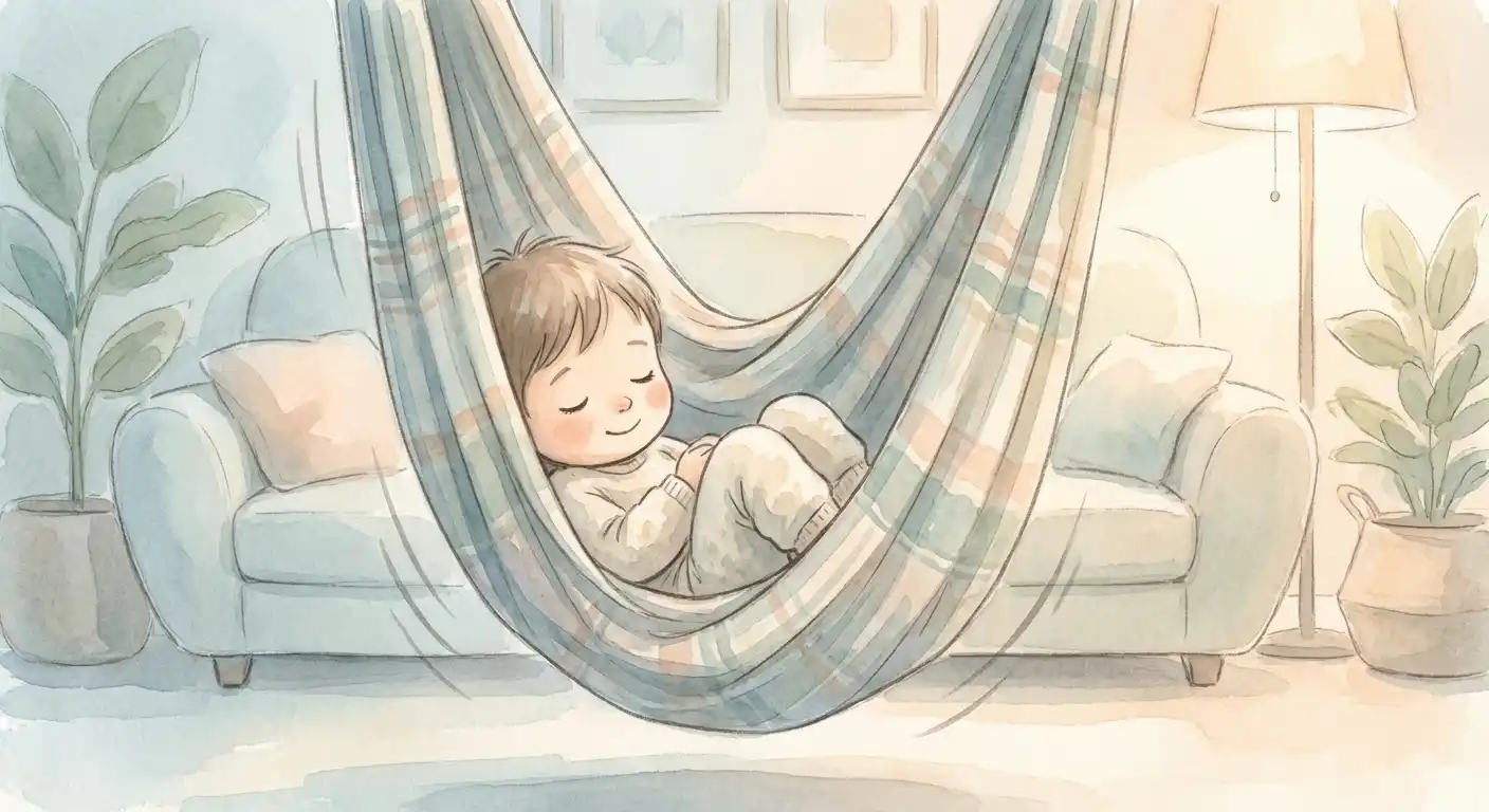 Child peacefully relaxing in a sensory swing cocoon for autism therapy