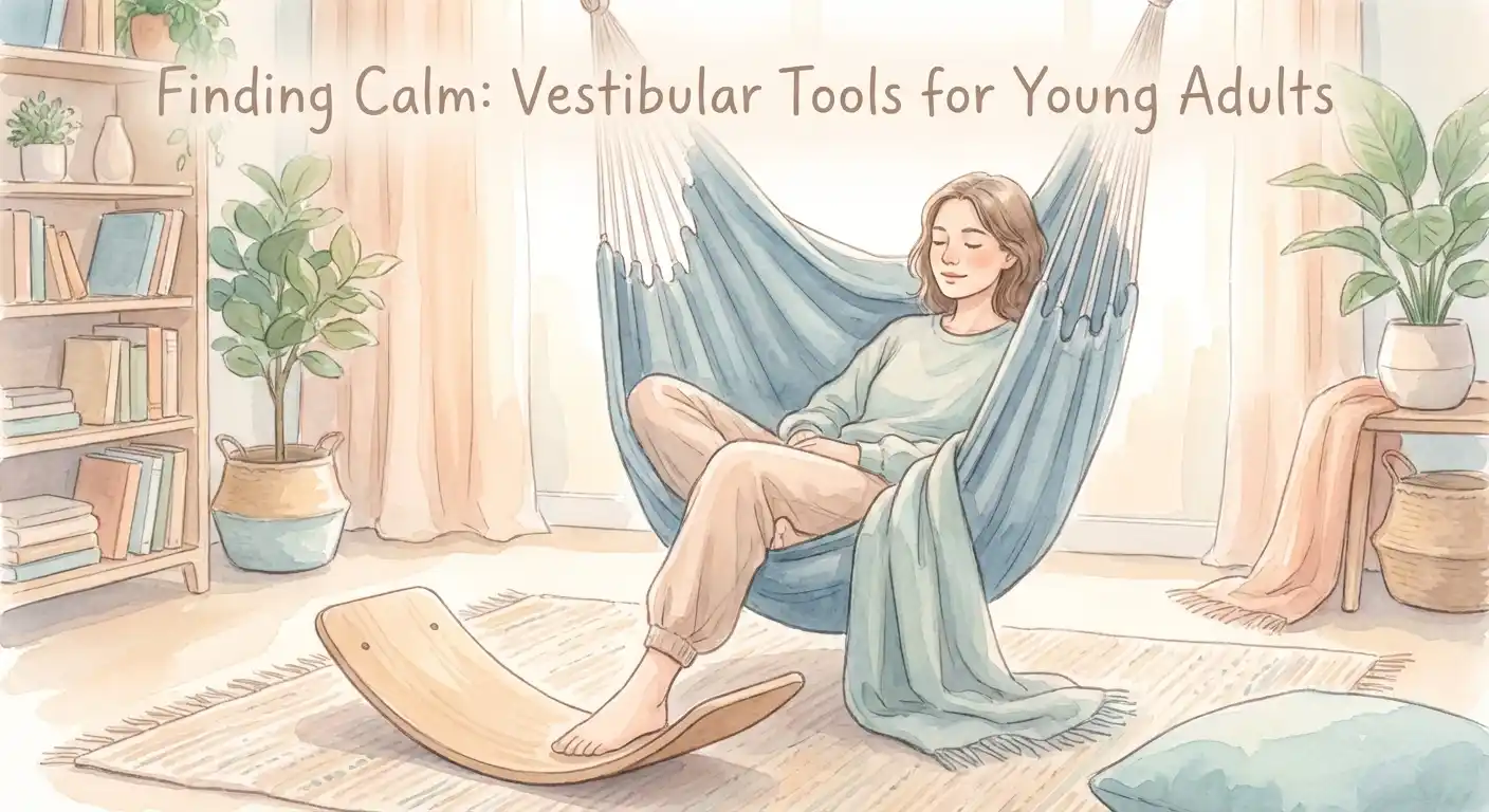 Teen using vestibular equipment for self-regulation and focus