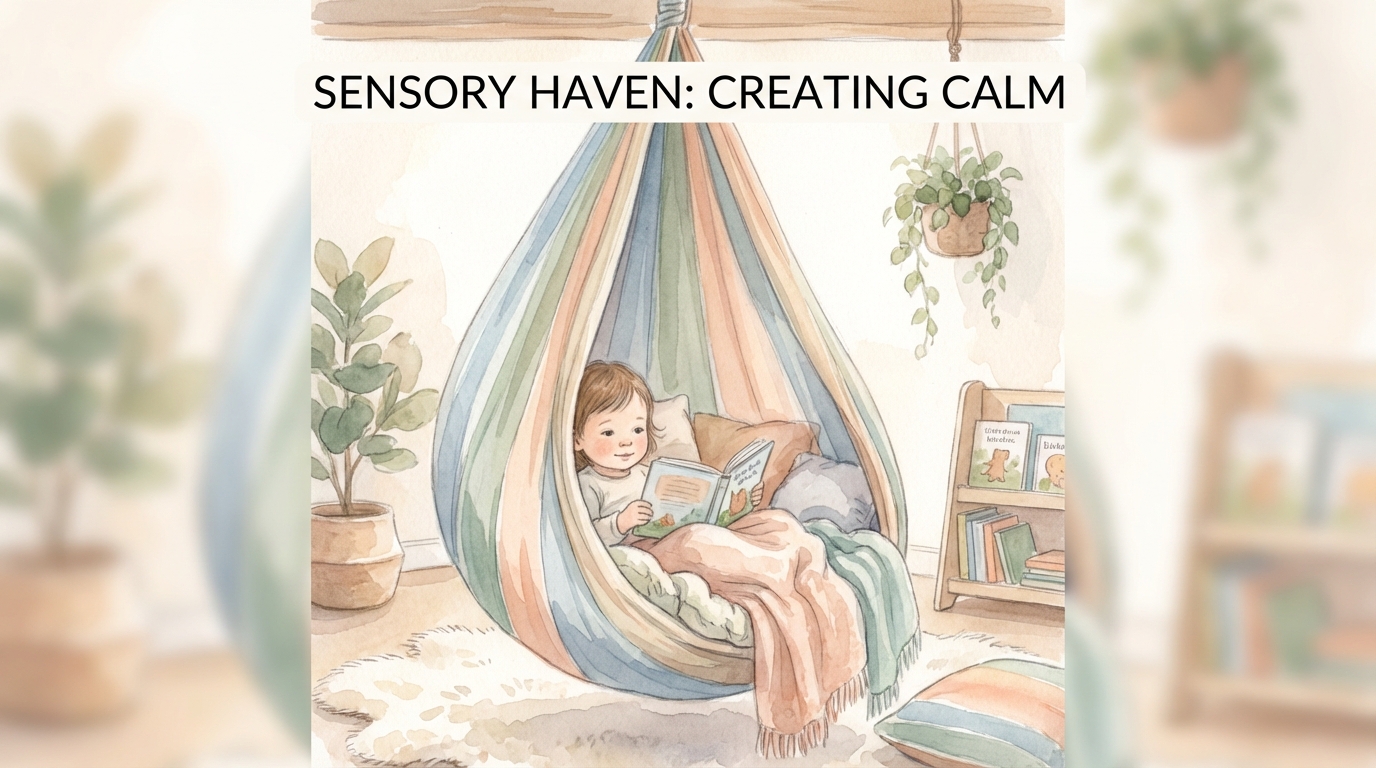 Child curled up comfortably inside a cozy pod swing cocoon