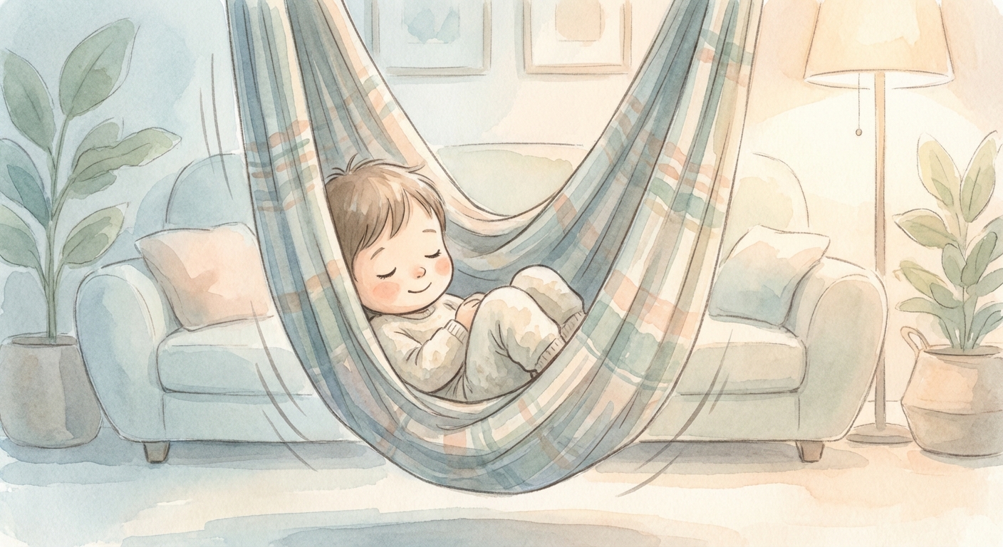 Child peacefully relaxing in a sensory swing cocoon for autism therapy